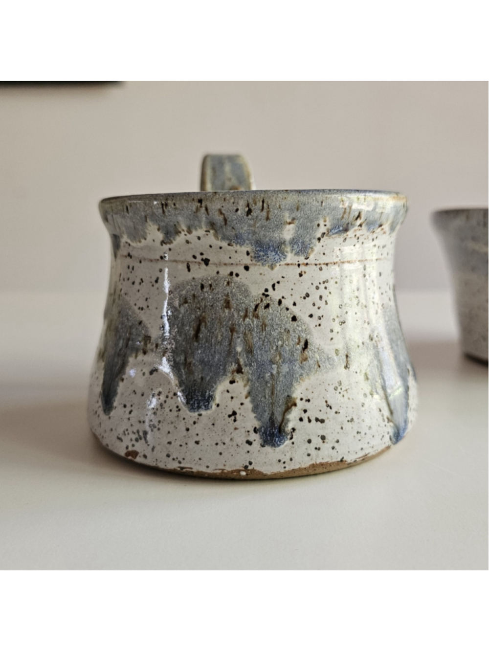 Signed Vintage Studio Pottery Soup Bowl & Mug Set Riveted Strap Handle - Picture 14 of 16